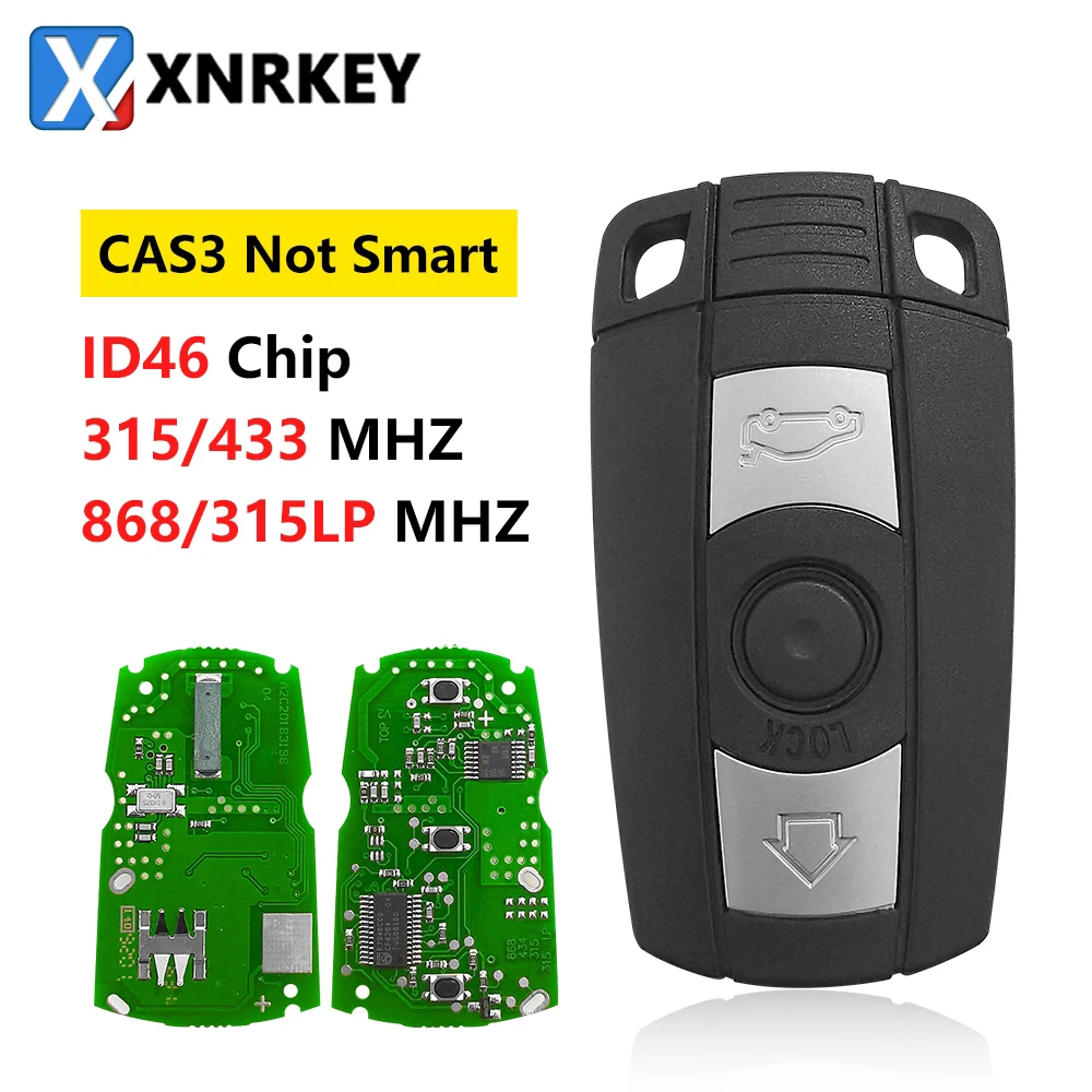 XNRKEY 3 Button Car Remote Key ID46 Chip 315/315LP/433/868Mhz for BMW CAS3 System 1 3 5 7 Series X5 X6 Z4 Not Smart Card Car Key