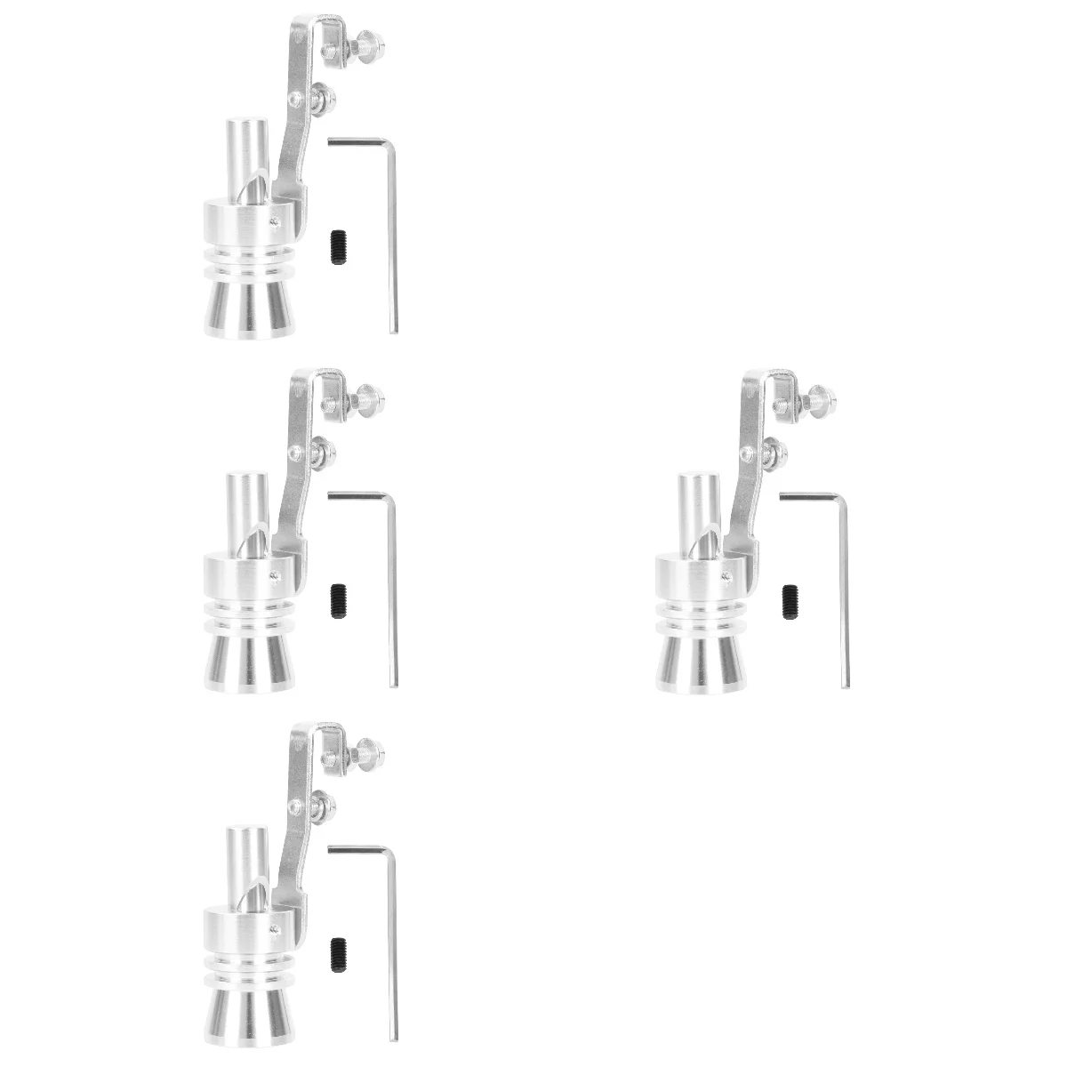 

4pcs Aluminum Alloy Car Sound Exhaust Whistle Pipe Tailpipe Blow-Off Simulator - Size XL (Silver)