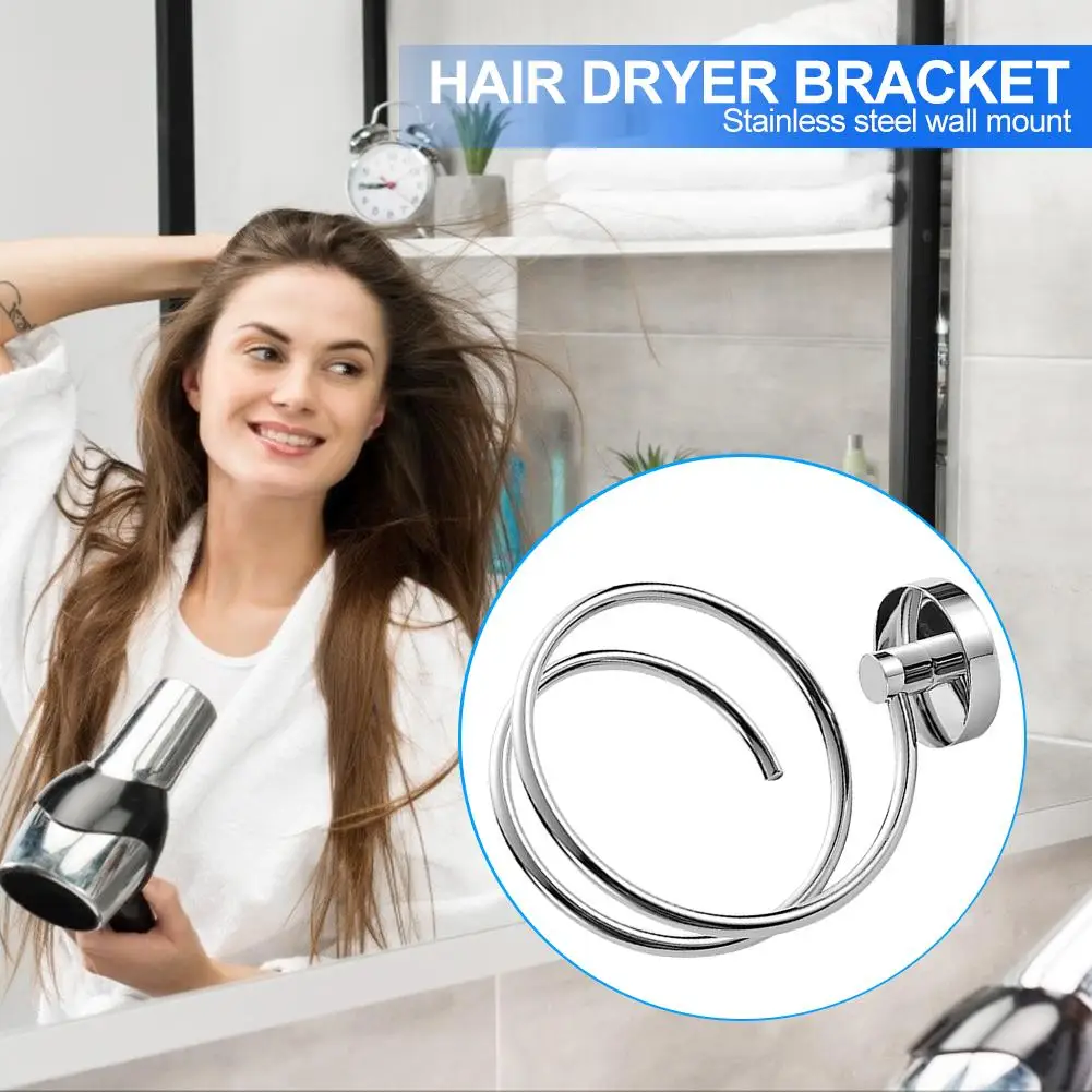 

Настенный держатель для фена, полка для ванной комнаты, хранилище для фен, простота, прочный Хромированный Органайзер-подставка Kirsite