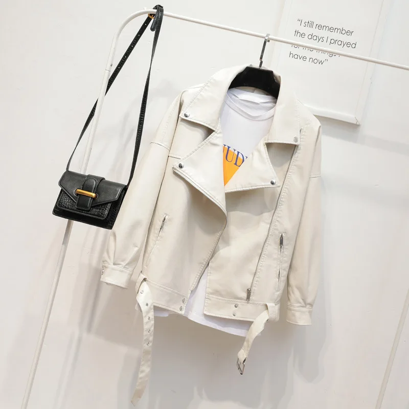 Locomotive leather women 2023 autumn clothes new suit collar wind handsome leather jacket short coat