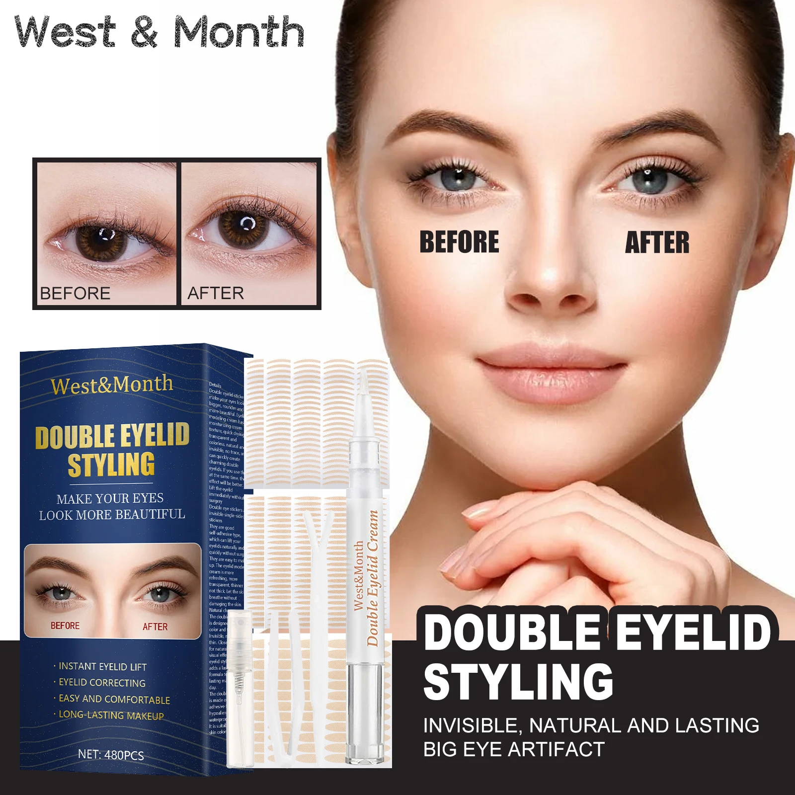 

Double Eyelid tape Stickers Set Invisible Natural Lasting Adhesive Big Eye Artifact Waterproof Eyes Lift Tape Makeup Tool