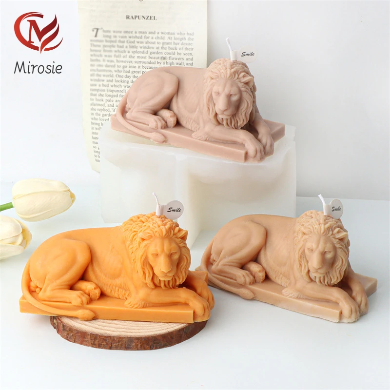 

Mirosie Silicone Lying Lion Candle Mold Three-dimensional Lion Animal Aromatherapy Plaster Cement Decoration Cake Decorating