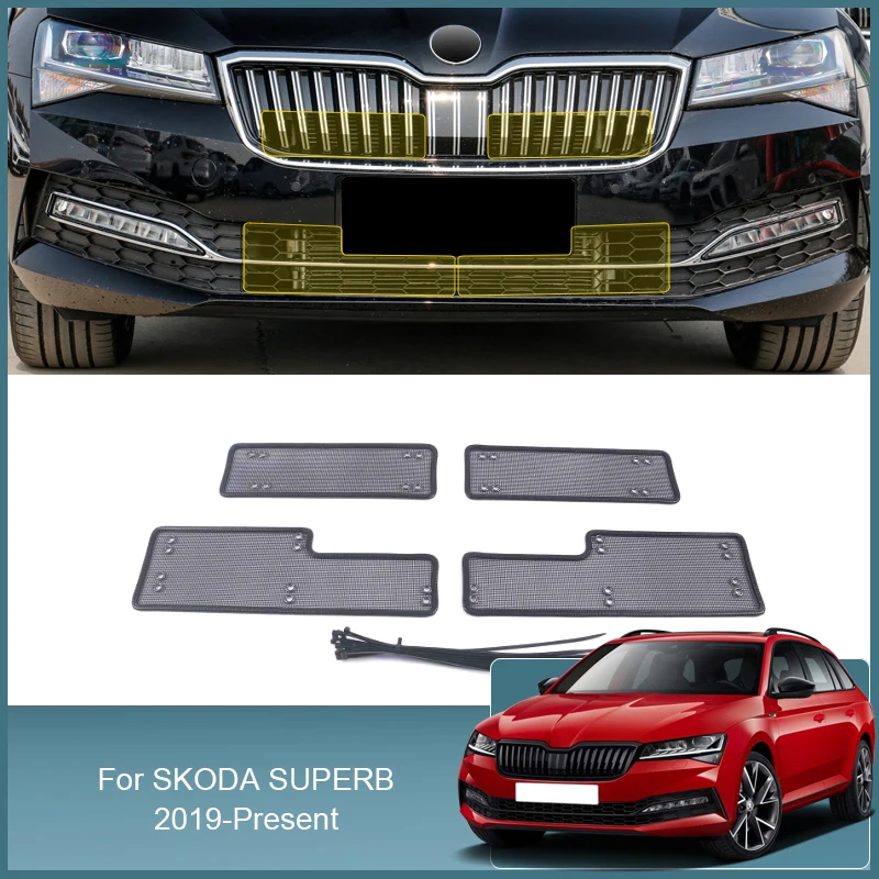 

Stainless Steel Car Insect Screening Mesh Front Grille Insert Net For Skoda Superb 2019-2025 External Auto Accessories