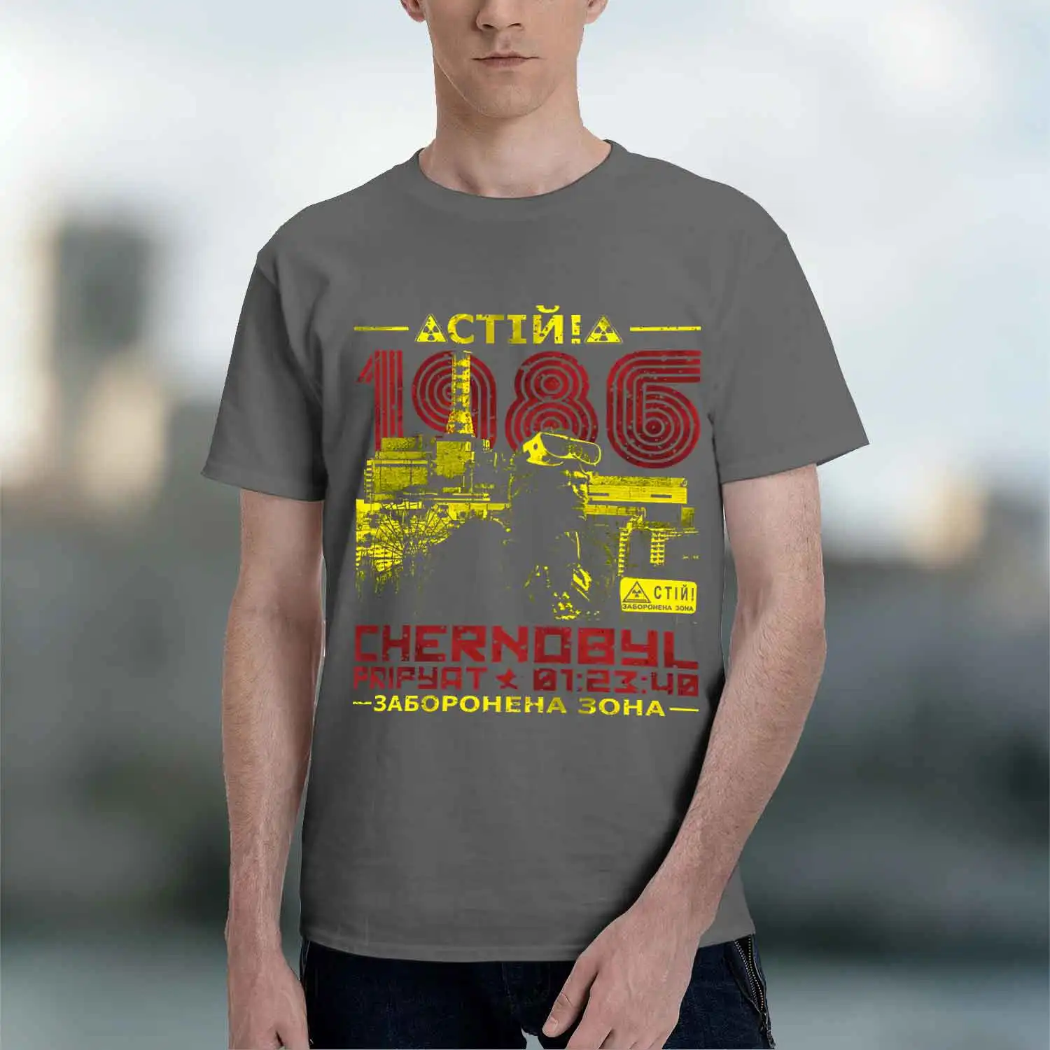 Фото ERNOBYL 1986 2026 Новая модель мужской футболки с коротким рукавом и круглым вырезом, классическая повседневная модель, несколько цветов и размеров для ежедневной носки на протяжении всего дня. №5