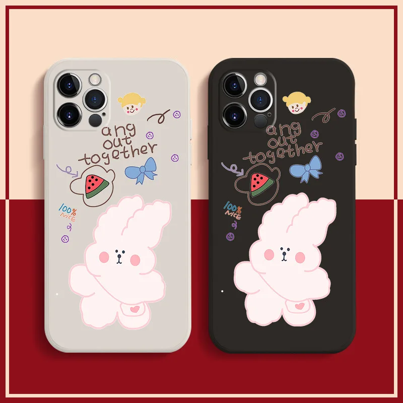 

Rabbit illustration original design For iphone 7 8 11 12 13 plus mini x xs xr pro max high quality silicone cover
