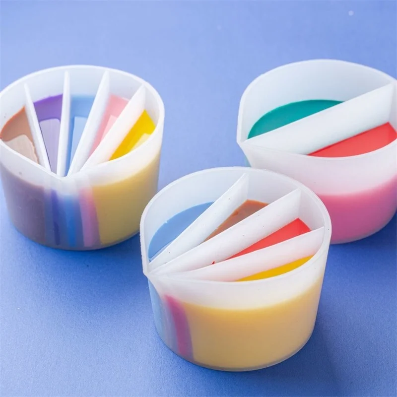 

DIY Epoxy Silicone 2/3/4/5 Color Mixing Split Cup Silicone Paint Pouring Cup Mixing Paint Silicone Pour Split Cup Cake Tools