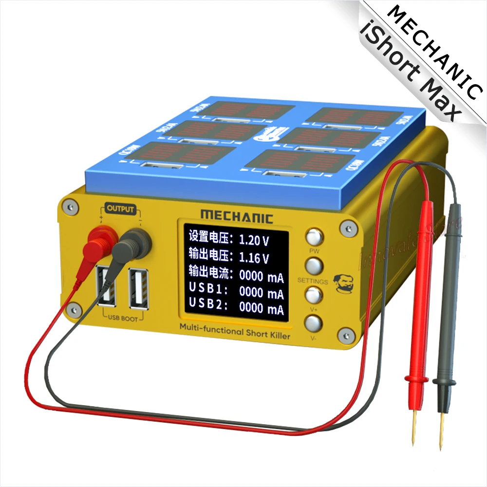 

Многофункциональный детектор короткого замыкания MECHANIC iShort Max 3 в 1 с 6 портами и функцией быстрой зарядки