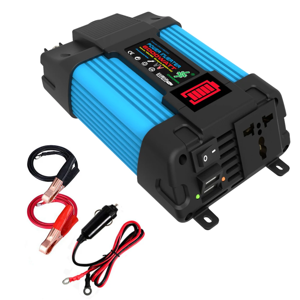 

Car Power Inverter with Fast Charging Dual USB Ports 6000W Peak&500W Continuous DC12V to AC110/220V LCD Display
