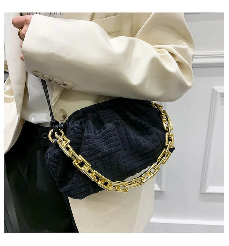 

Woolen Bag Women's Bag 2022 Spring New Trendy Fashion Chain One-shoulder Diagonal Bag Texture One-shoulder Underarm Bag