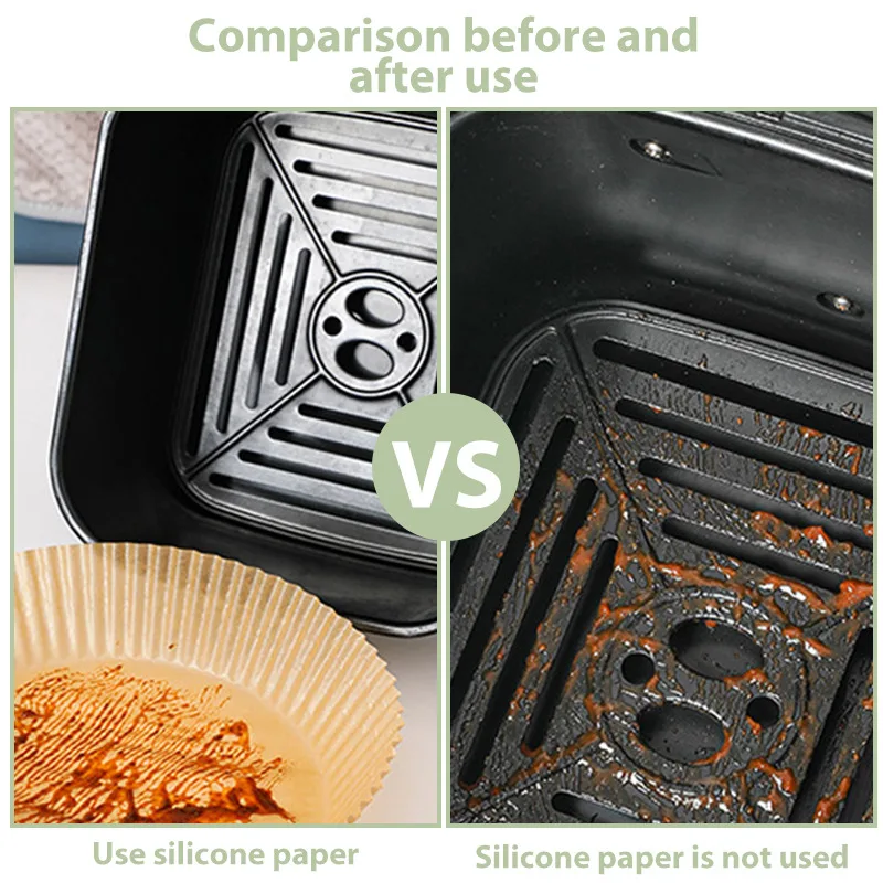 50pcs 16/20cm Air Fryer Disposable Paper Liner Non-Stick Mat Steamer Round Paper Baking Mats Kitchen AirFryer Baking Accessories images - 6