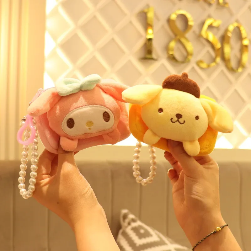 Новая кукла Kawaii Sanrio плюшевая сумка брелок Cinnamoroll Melody Pom Purin Kuromi кошелек милый для
