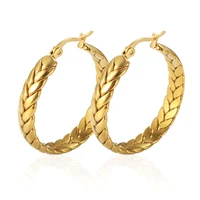 jinhui high quality 18k gold plated chain hoop earrings twist round circle wheat earrings for women fashion ear jewelry