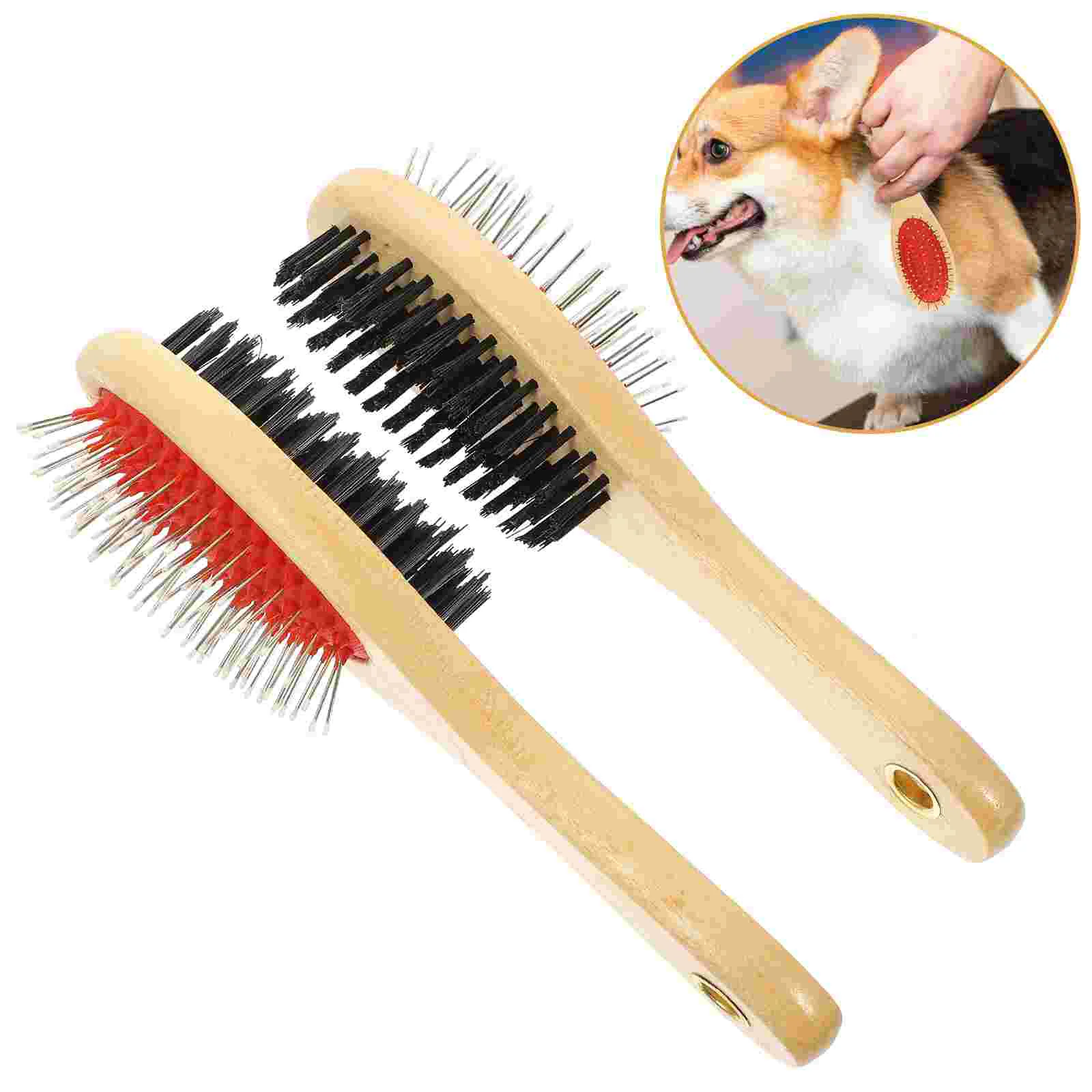 

2pcs Double Sides Grooming Dog Brush Cat Grooming Brush Comb Double Sides Brush for Cleaning Cat Dog