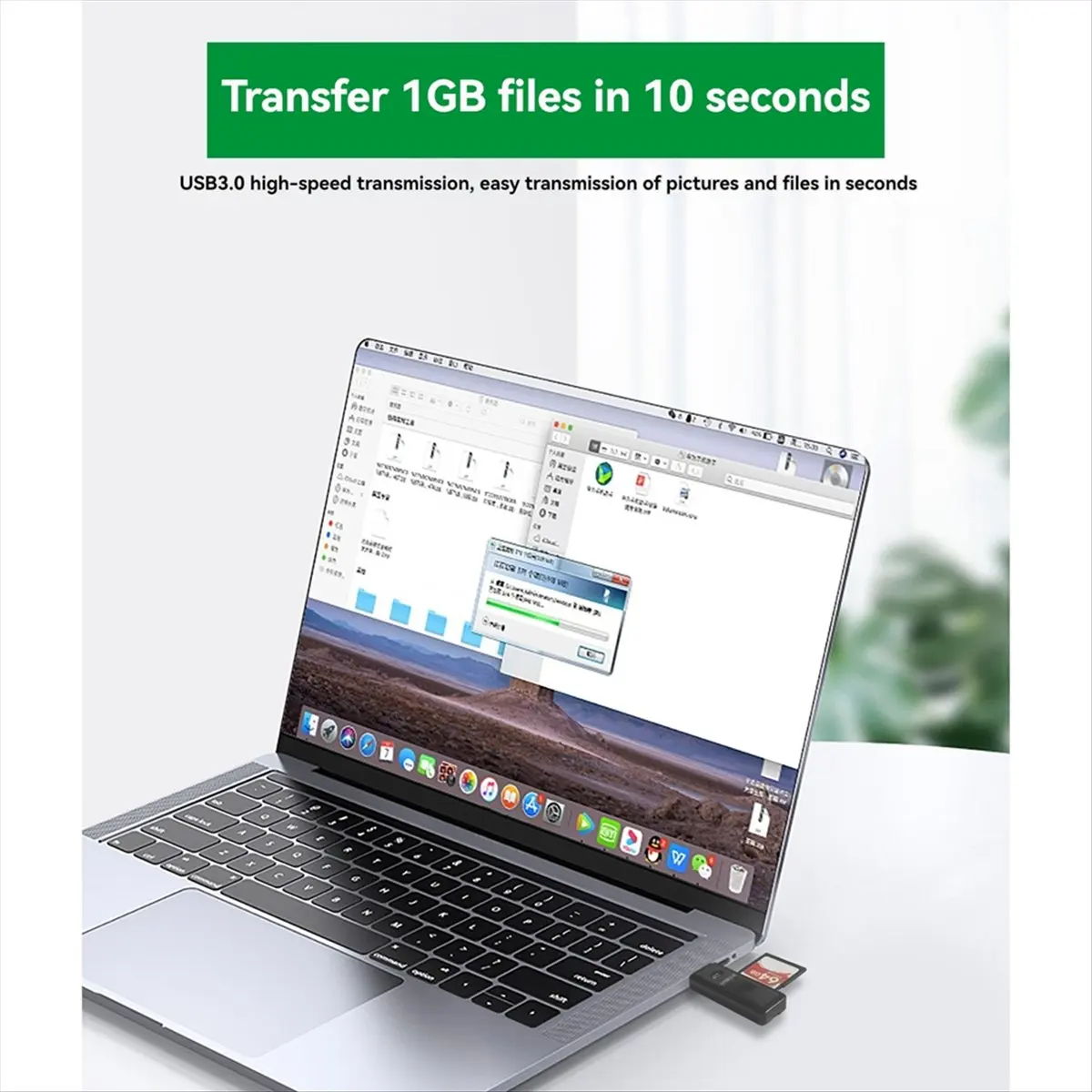 Фото Эксклюзивный устройство чтения карт USB 3.0 2 в 1, устройство чтения карт TF/SD, высокоскоростная передача данных, устройство чтения смарт-карт для ПК, ноутбука, черный №5