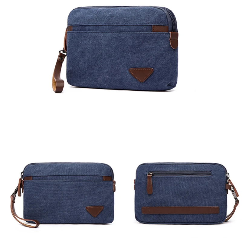 

2022 New Man Canvas Bag Top Quality Men's Wallet Coin Purse Multi-function Male Handbag Mobile Phone Bag Large Capacity Clutches