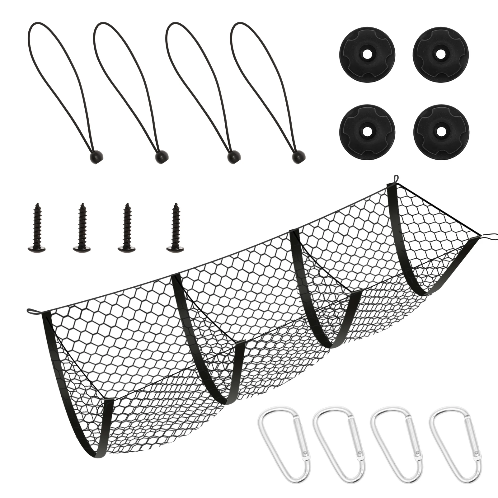 

3-карманная грузовая сетка для грузовых автомобилей, задняя сетка для хранения грузов с эластичным ремнем, аксессуары для гру...