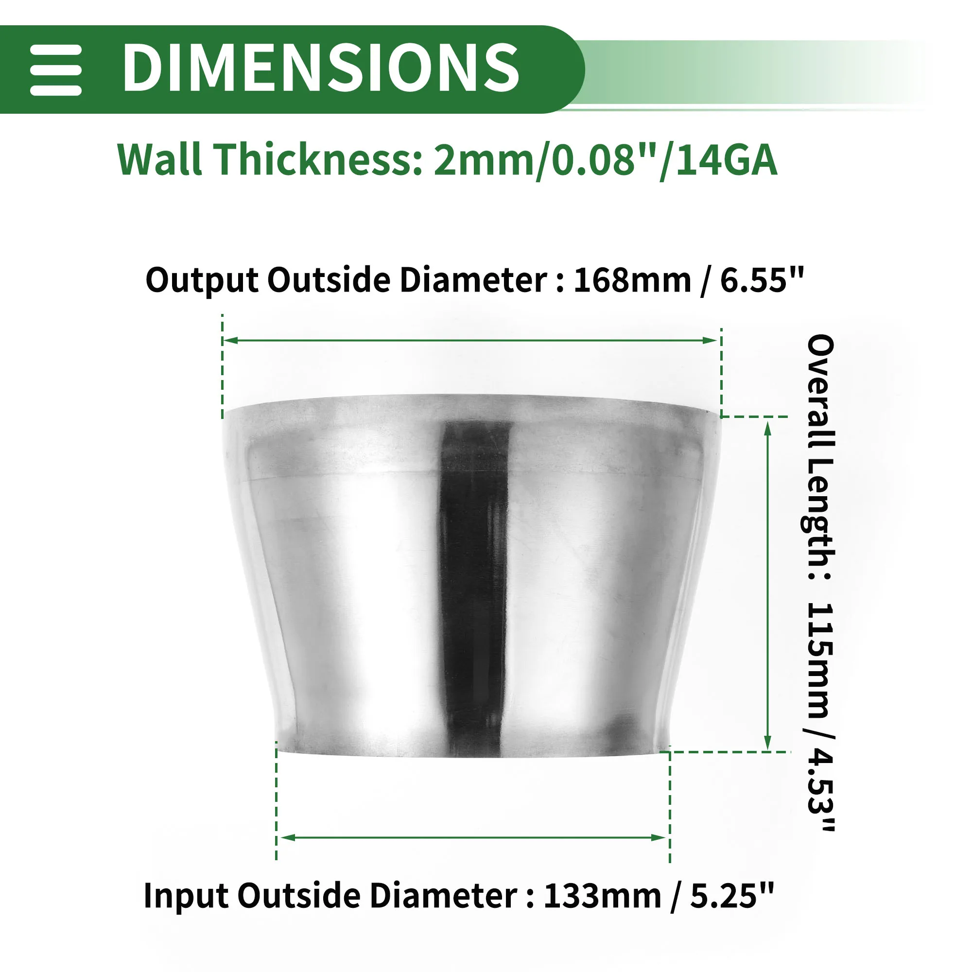 

UXCELL 63 мм-219 мм наружный диаметр оправки, изгиб выхлопной трубы, колено, концентрический редуктор, адаптер для выхлопной трубы автомобиля, нержавеющая сталь 304