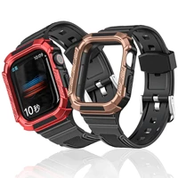 loop band with case for apple watch silicone bands iwatch 7 armor strap 384041mm sport 424445mm strap case integrated resin