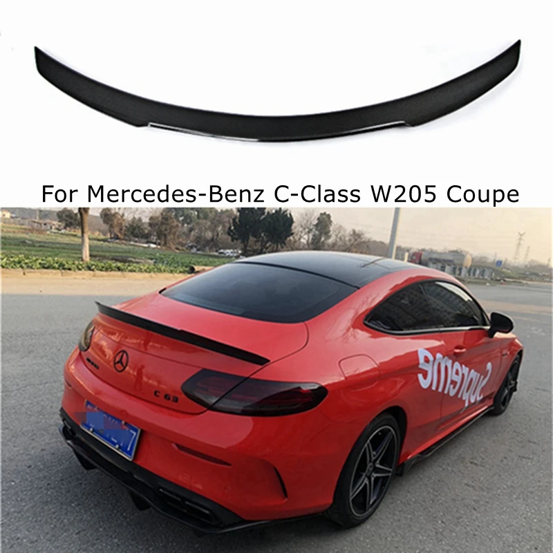 

For Mercedes Benz W205 Coupe 2DOORS C63 C200 C250 C350 FD Style Carbon Fiber Rear Spoiler Trunk Wing 2015+ FRP Glossy Black