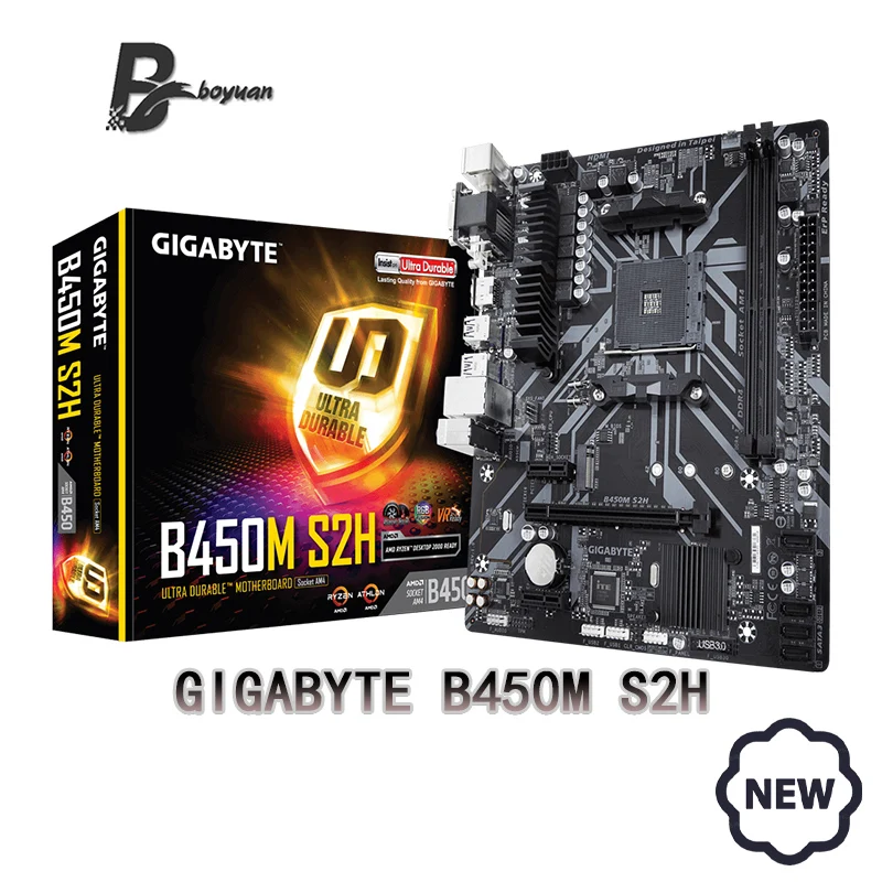 GIGABYTE GA B450M S2H Новый B450 DDR4 32G USB 3. 0 Gen1 M.2 Micro ATX может поддерживать AMD Ryzen R3 R5 R7 R9