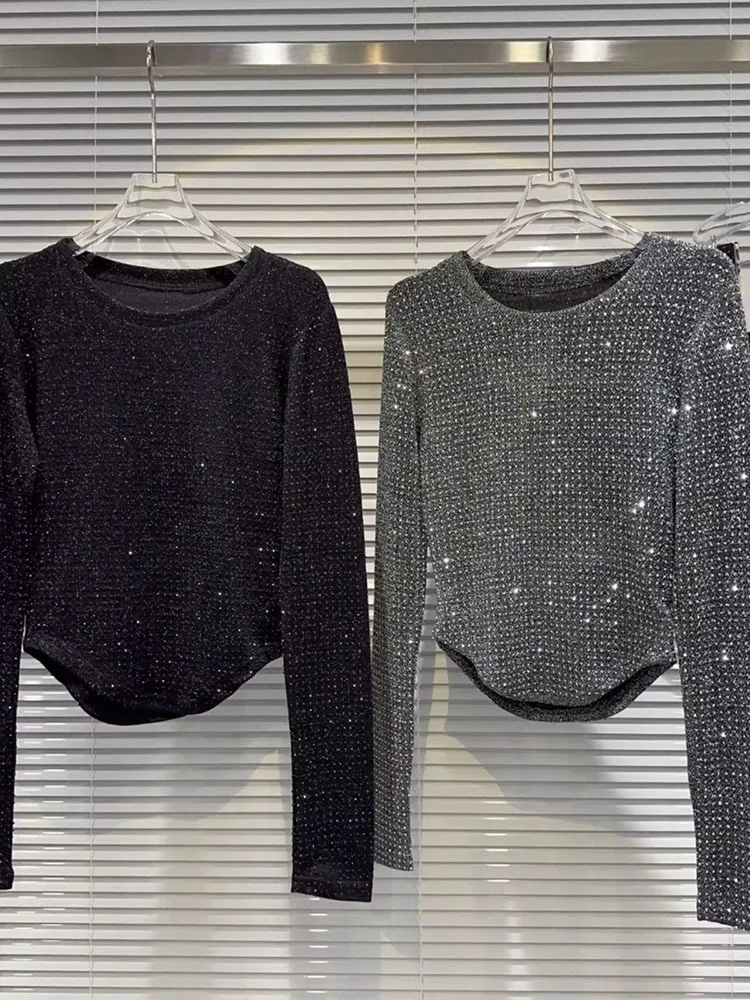 Весна 2024 Новое поступление женская футболка с длинным рукавом и круглым вырезом