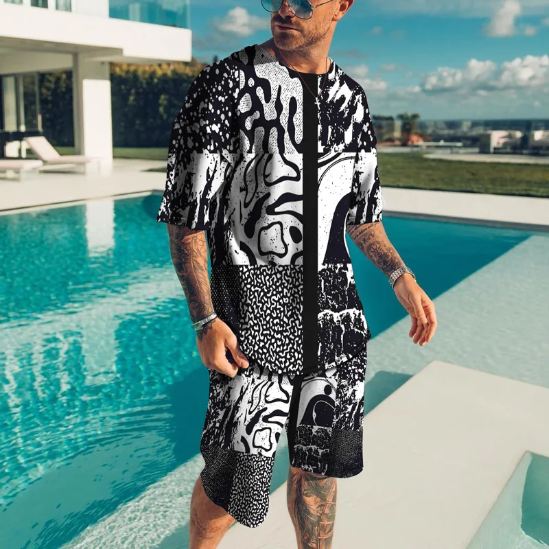 2022 New Summer Fashion Ancient Totem For Men Sets Jogging Trend T Shirt Tracksuit Suit 3D Printed Casual Breathable Outfit 6XL