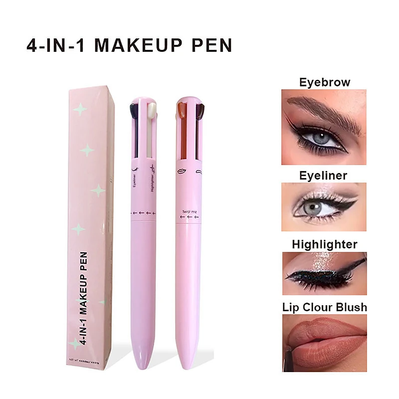 

4 In 1 Eyebrow Pencil Lip Liner Highlighter Pen Waterproof Lasting Easy Color Sweat-Proof Eyeliner Makeup Pen Cosmetic Beauty
