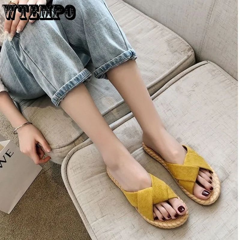 WTEMPO Women's Cross Home Indoor Ladies Beach Slippers Waterproof Non-slip Spring and Summer Slippers Wholesale Dropshipping