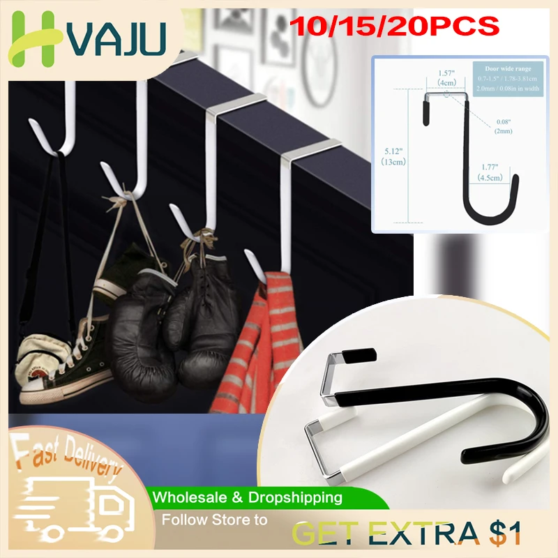 

10/15/20PCS Punch Free Door Hook For Hanging Coat Racks Christmas Wreath Holder Clothes Hangers Stainless Steel Organizer Tool