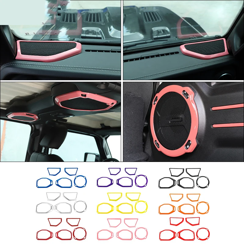 

Fit 5 Pcs Car Door A -Pillar Roof Trunk Speaker Decoration Cover Stickers Accessories For Jeep Wrangler Jl Rubicon 2018 -2022