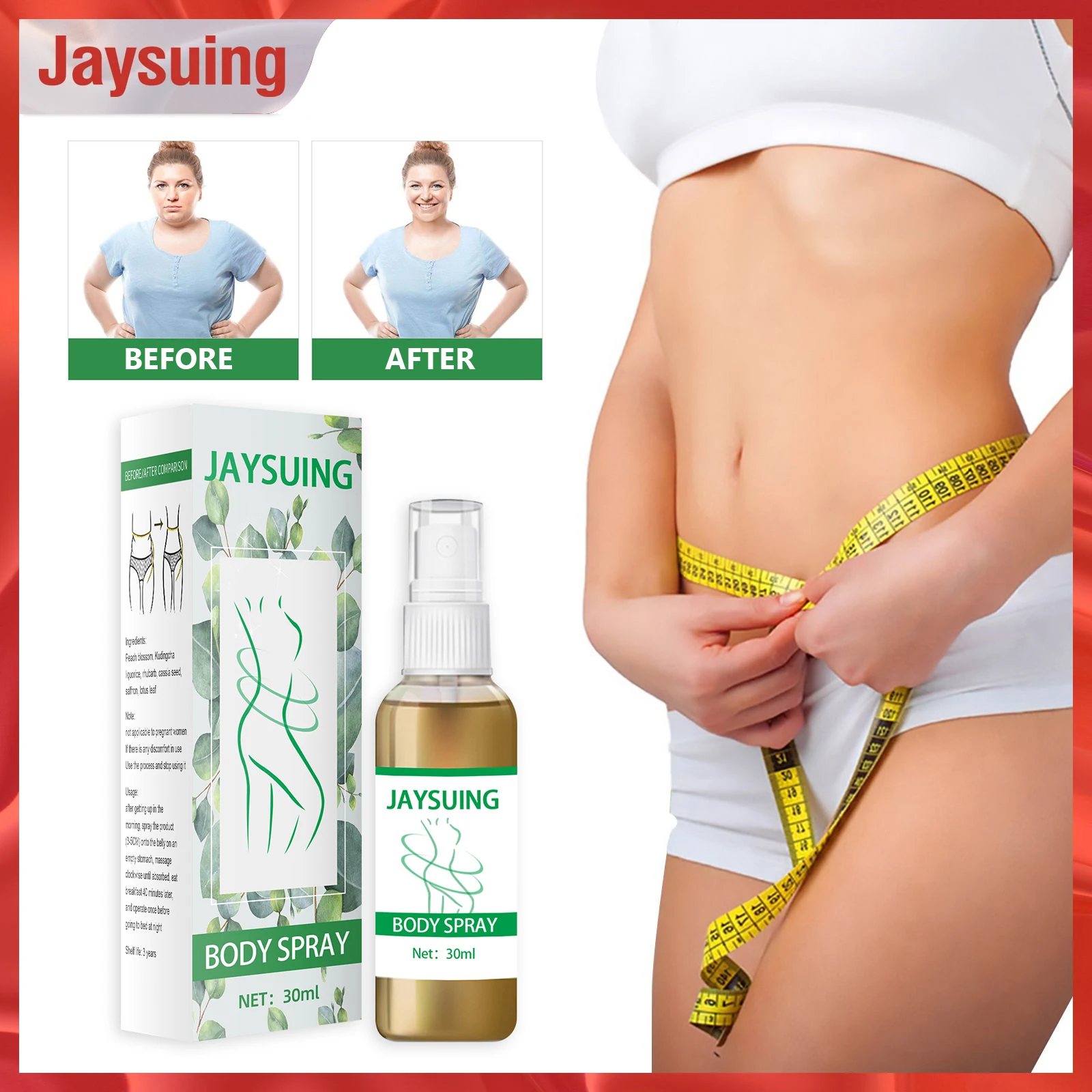 

Jaysuing Fast Slimming Spray Herbal Weight Loss Essential Oil Anti Cellulite Firming Skin Fat Burn Spray Fast and Free Shipping