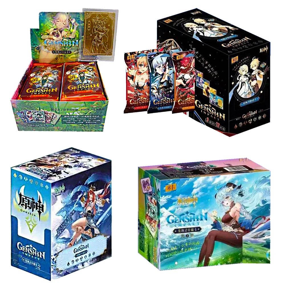 New Genshin Impact Cards Anime Game Pack Booster Box SSR Rare Surrounding TCG Collection Toys Family Table Children Gift