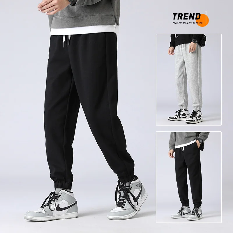 

Новинка весна-осень 2022 мужские однотонные повседневные брюки спортивные брюки большого размера корейские свободные брюки Модная уличная о...