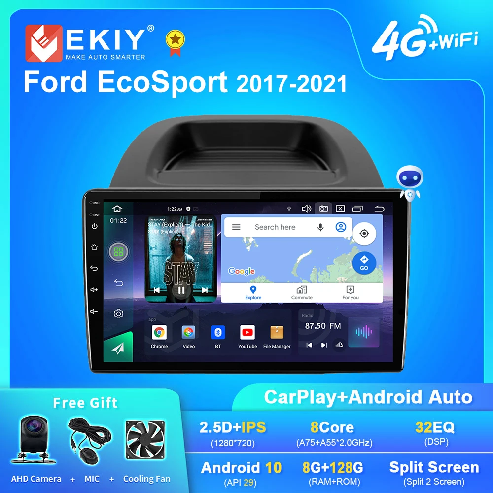 

Автомагнитола EKIY Q7 на Android 10 для Ford EcoSport Eco Sport 2017-2021 мультимедийный видеоплеер GPS-навигатор BT Carplay стерео 2din