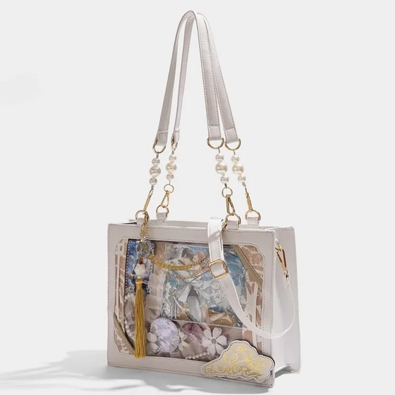 Сумка-тоут из искусственной кожи с жемчугом Y2k Dragon японская комбинированная