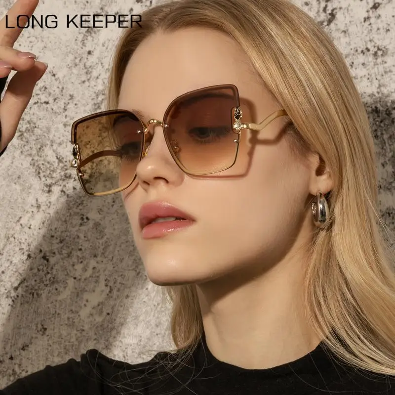 

2022 New Diamond Sunglasses Female Brand Design Imitation Rhinestones Gradient Pilot Sun Glasses Women Oversize Shades glasses