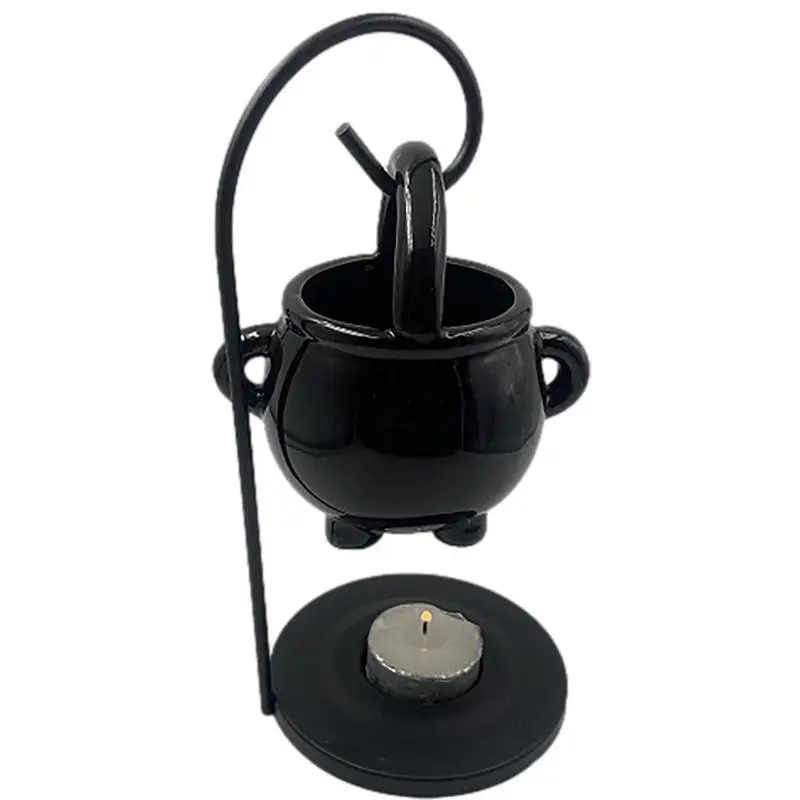 

Unique Mini Hanging Cauldron Wax Burner Witches Witchcraft Home Yoga Room Meditation Decor Black Aroma Diffuser Candle Tealight