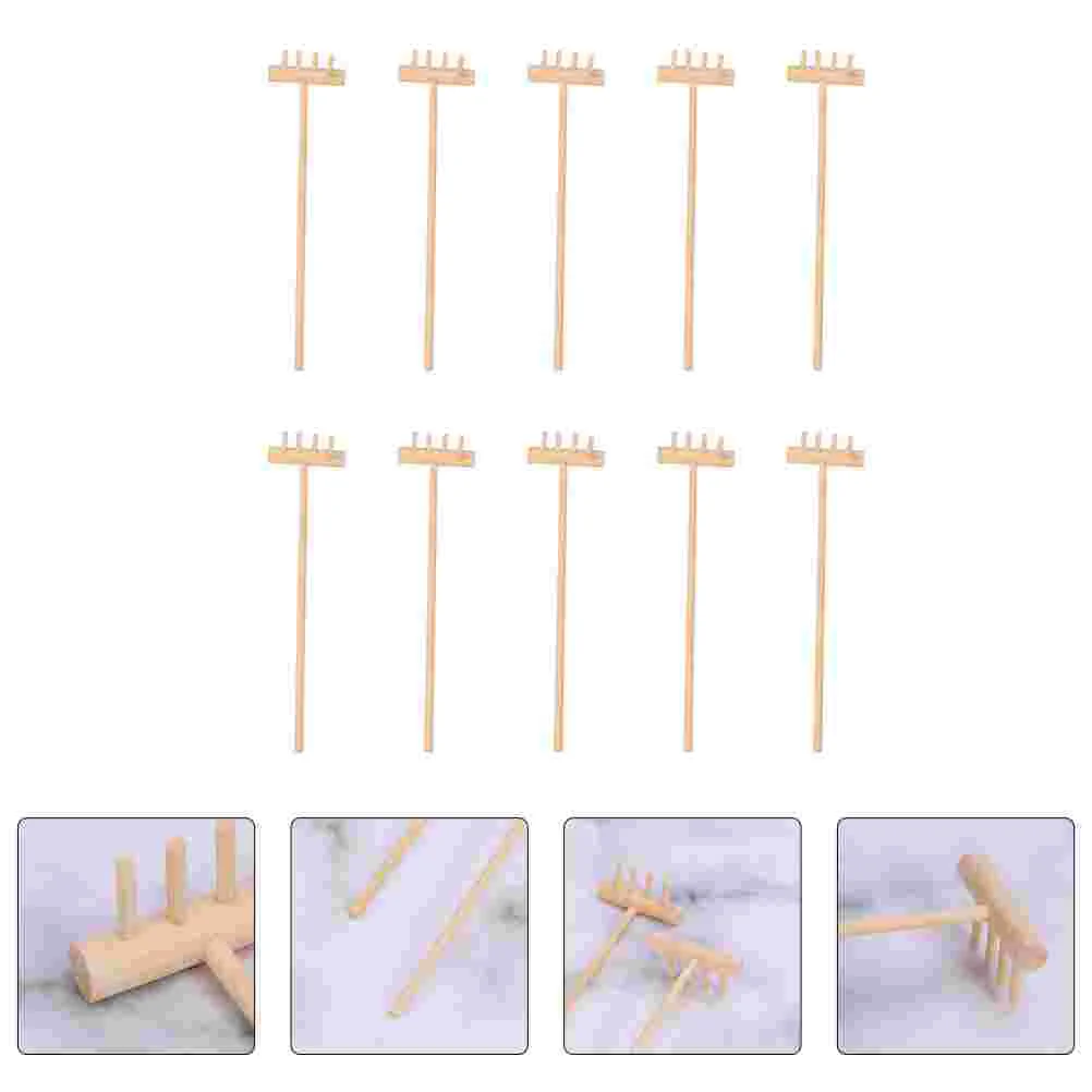 

10 Pcs Sand Table Accessories Box Decor Mini Toy Tool Sandbox Bamboo Four Tine Desktop Rake Toys