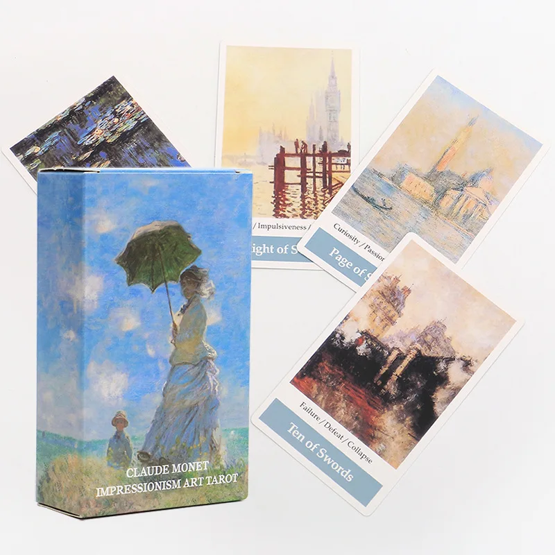 

12*7cm Claude Monet Impressionism Art Tarot Deck Oracle Cards Game for Fate Divination Occult Card Games with Paper Guidebook