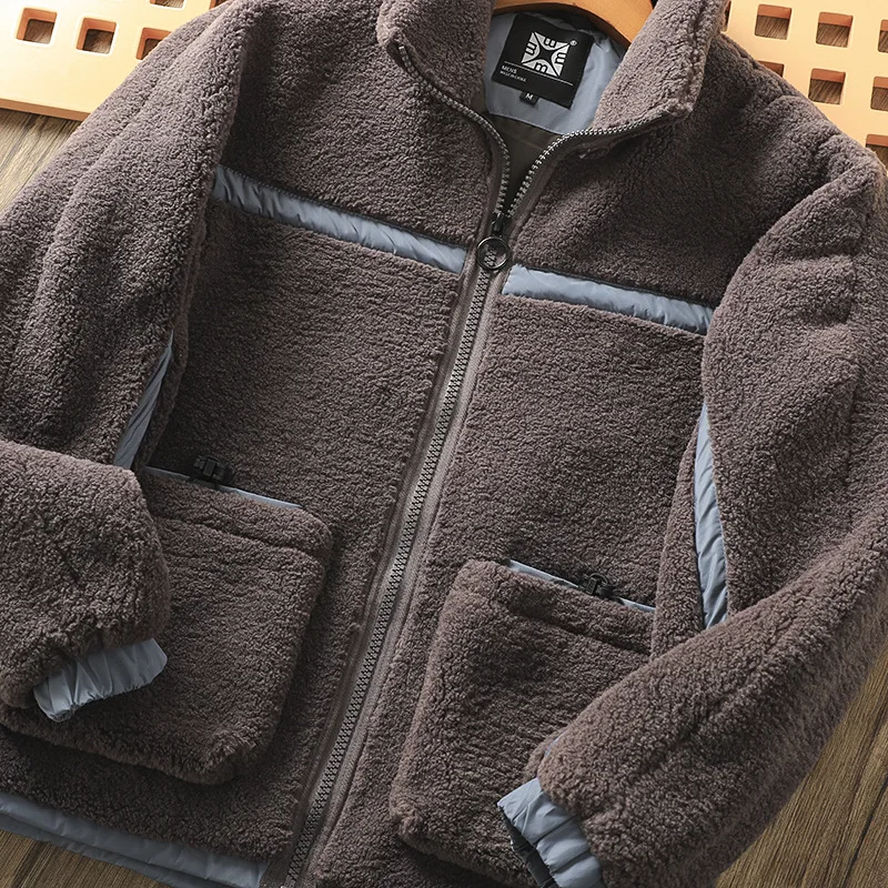 Мужская куртка из овечьей шерсти с воротником-стойкой