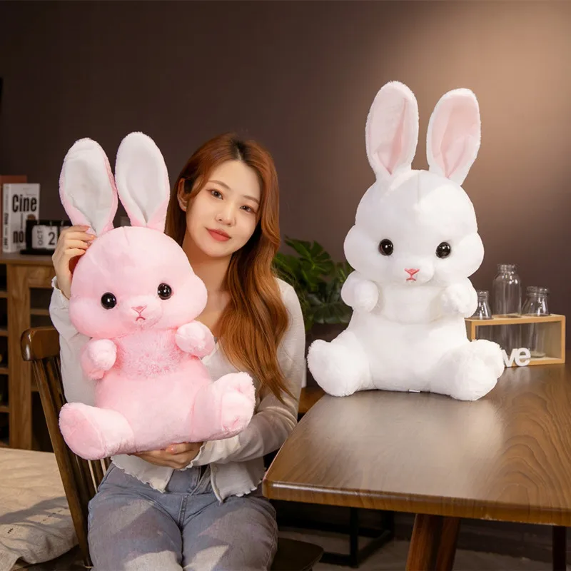 

45cm/55cm Lovely Sitting Rabbit Plush Toy Kawaii Long Ear Bunny Plush Pillow Soft Stuffed Doll Kids Children Birthday Xmas Gift