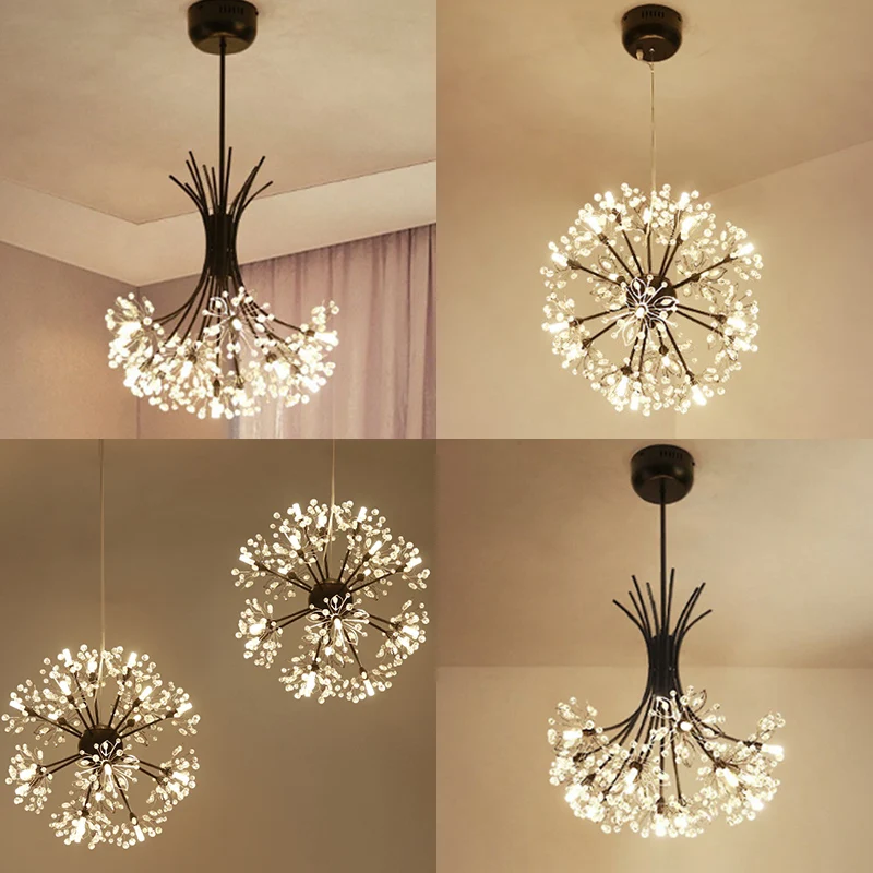 24V Safe Modern LED Floor Lamps for Bedroom Lighting Fixtures Crystal Ball pendant Silver G4 LED Dandelion Chandelier light