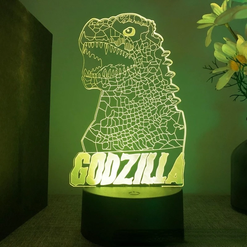 

3D светодиодный ночсветильник Godzillas, сенсорная Настольная лампа с дистанционным управлением, прикроватная Милая комнатная декорация, новый ...