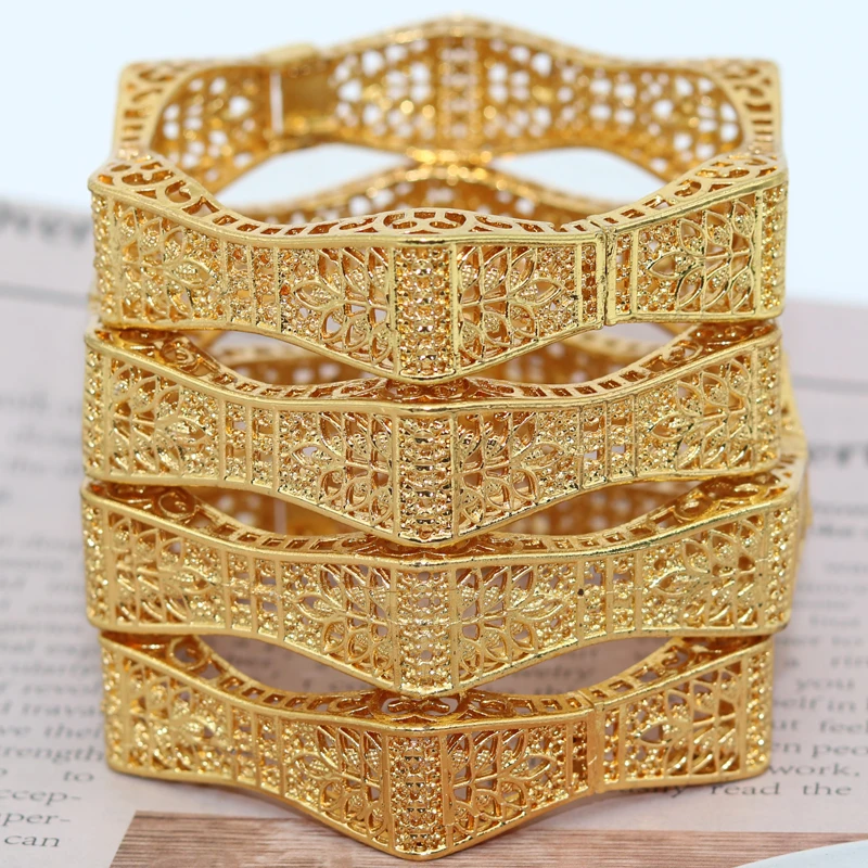 

Copper bracelet and bracelets for women, 4 pieces, dubai gold color, Muslim to Middle East and Arabic, wedding jewelry