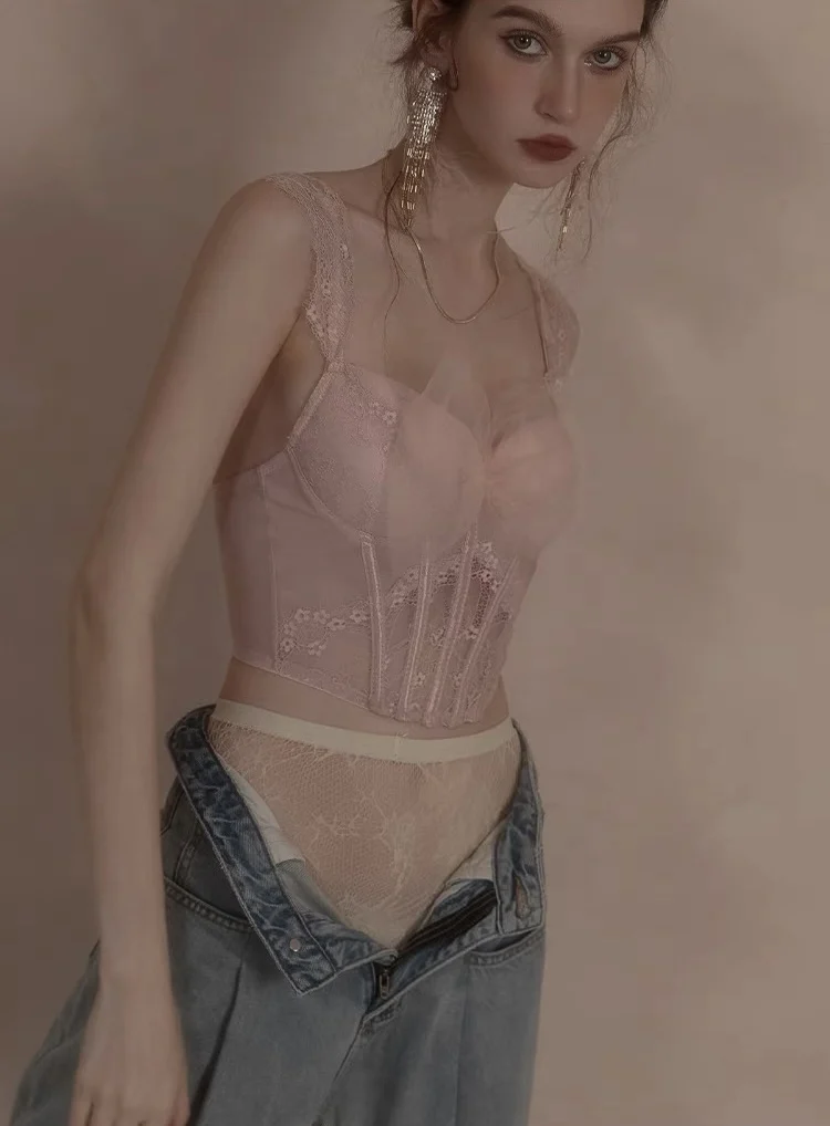 Летнее женское нижнее белье кружевной марлевый сексуальный французский жилет на
