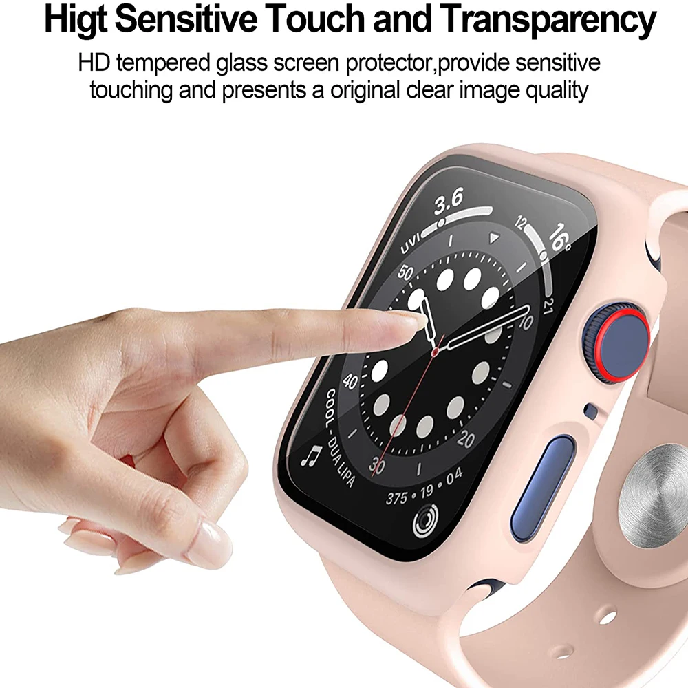 Glass+Case For Apple Watch Serie 6 5 4 3 2 1 SE 44mm 40mm iWatch Case 42mm 38mm Bumper Screen Protector+Cover Watch Accessorie