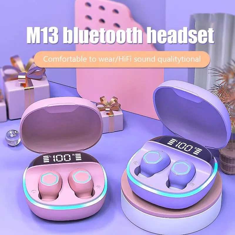 M13 TWS Bluetooth Earphones In Ear High Fidelity Stereo Earphones And Microphone Waterproof Earplugs Bass Music Sports Earphones