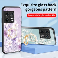 luxury tempered glass case for oneplus 10pro 9rt 9pro 8t 8pro 7tpro 6t colorful flower phone case for oneplus nord ce2 n200 n20