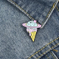 planet ice cream enamel pins custom space star food pin clothes backpack shirt lapel pin metal badge jewelry gift drop shipping