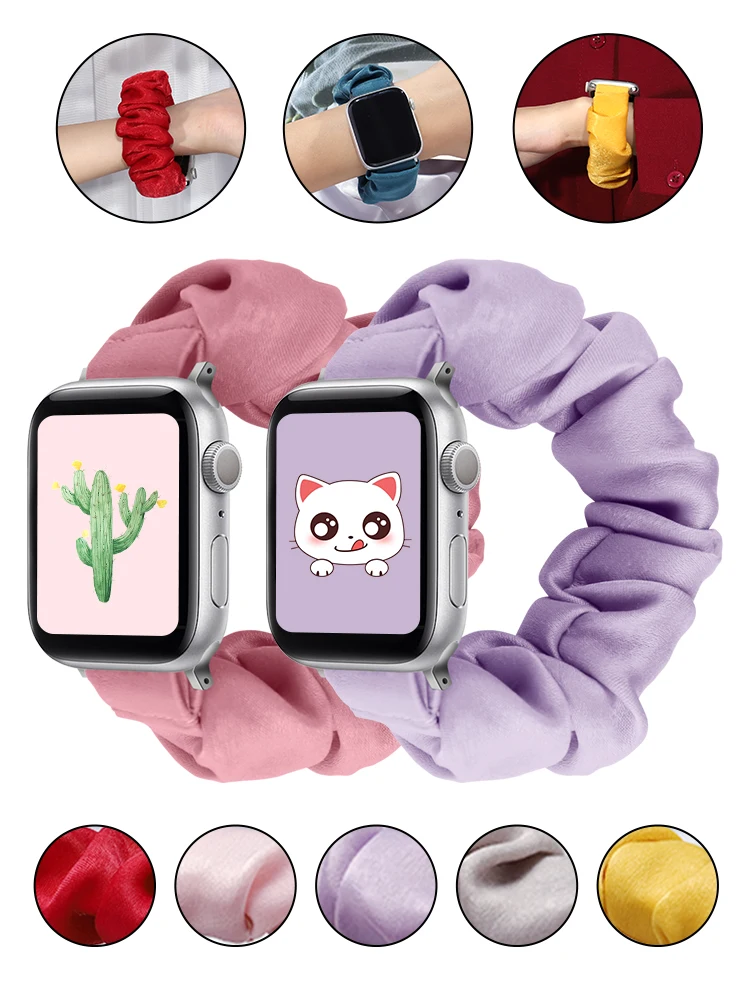 

Scrunchie Elastic Watch resistance bands for Apple Watch strap Series 7 6 SE 5 4 3 2 1 38mm 40mm42mm44mm for iwatch Ladies band